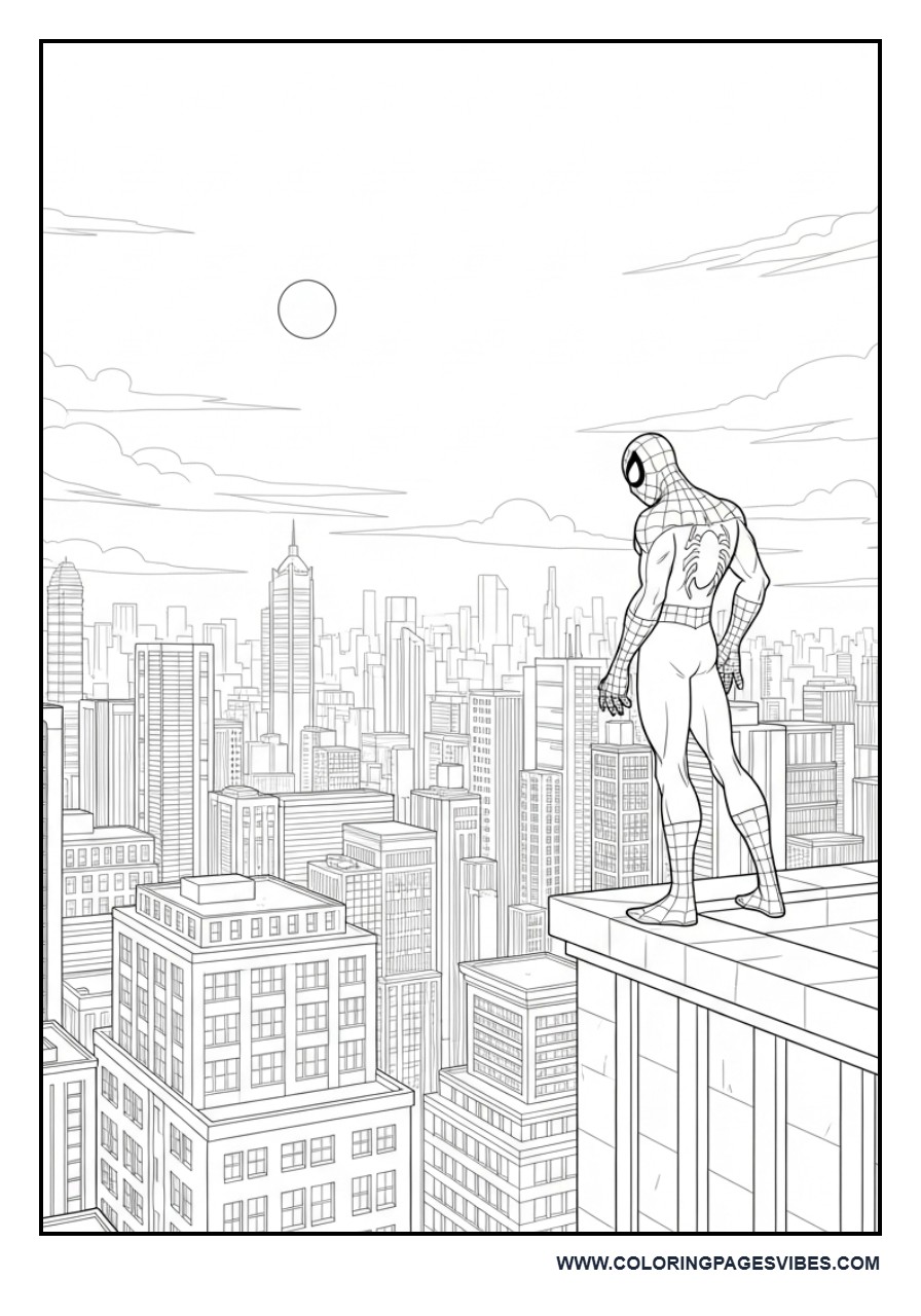Spider-Man on Rooftop at Night Scene