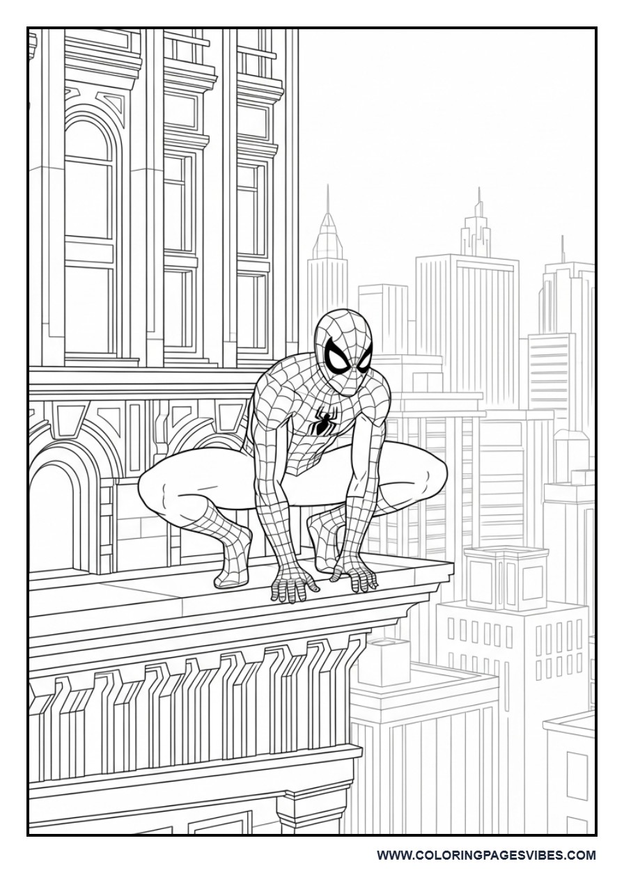 Spider-Man Perched on Building Corner
