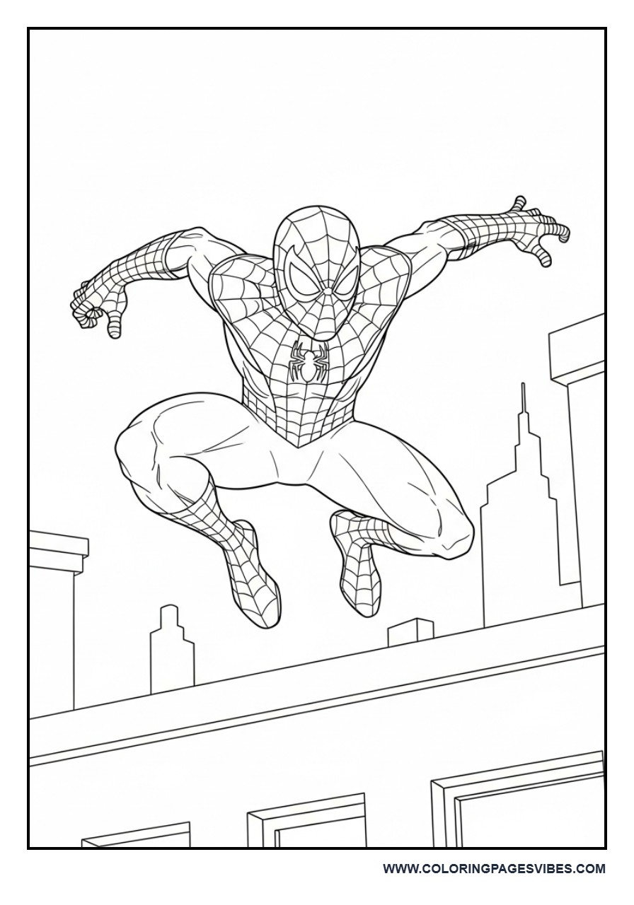 Spider-Man Running Across Rooftop