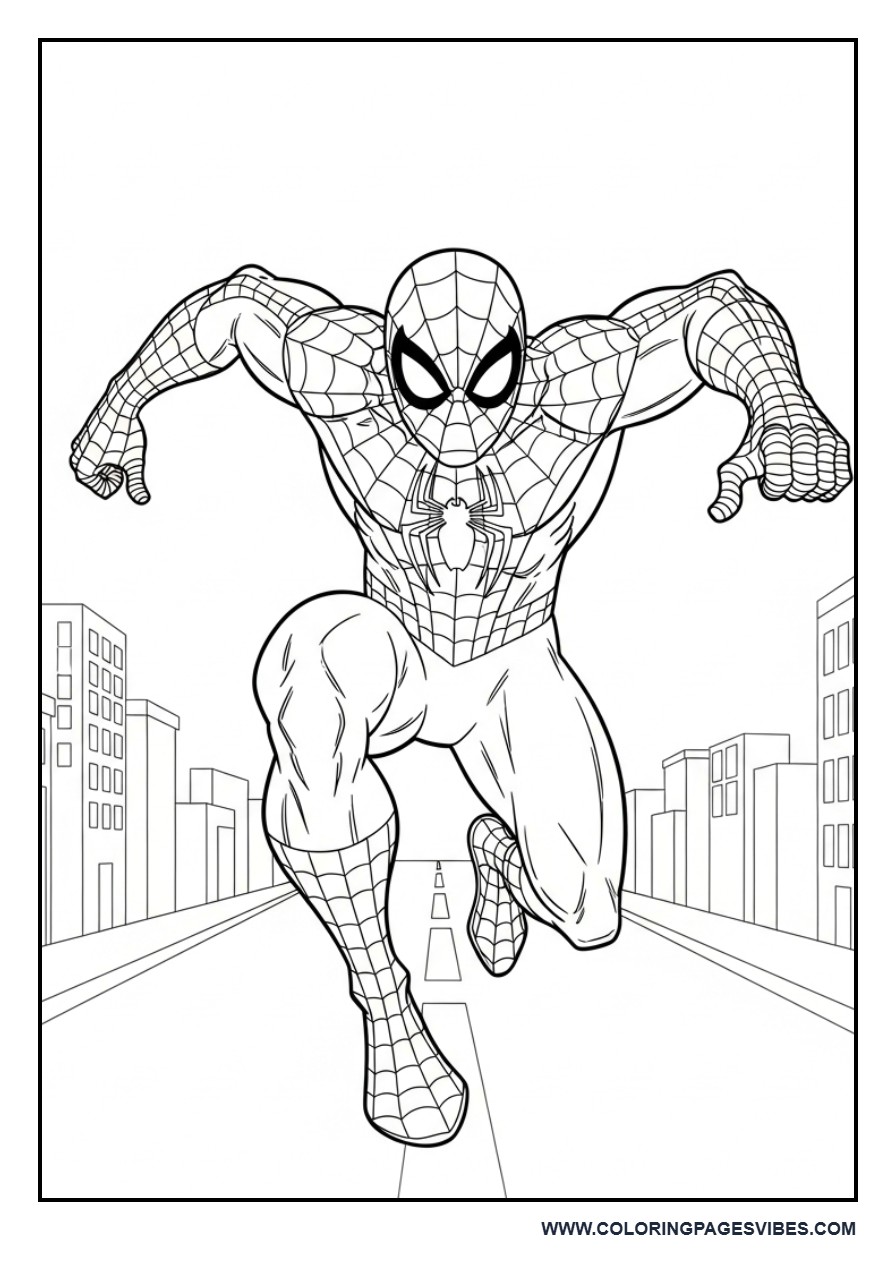 Spider-Man Running in City Street