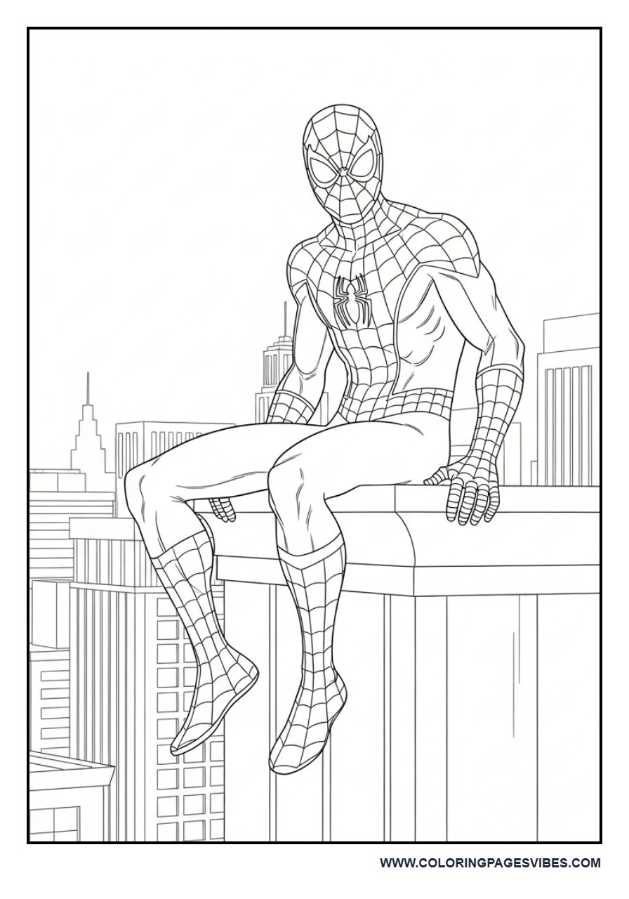 Spider-Man Sitting on Building Edge