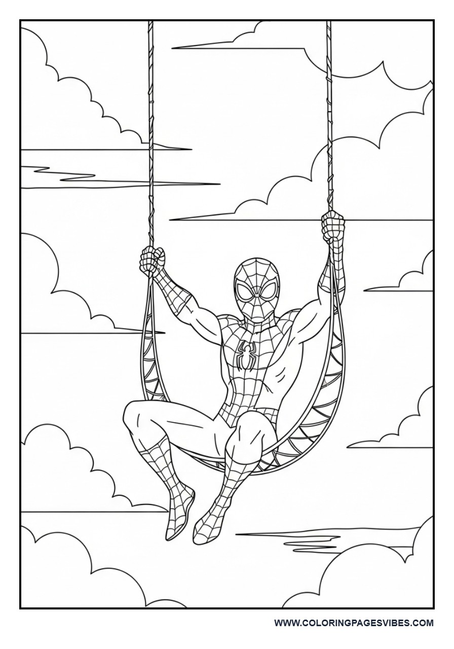 Spider-Man Sitting on Web Swing