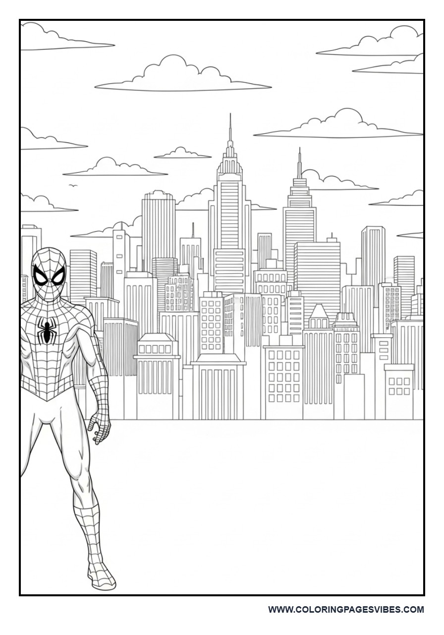 Spider-Man Skyline Scene Wide View