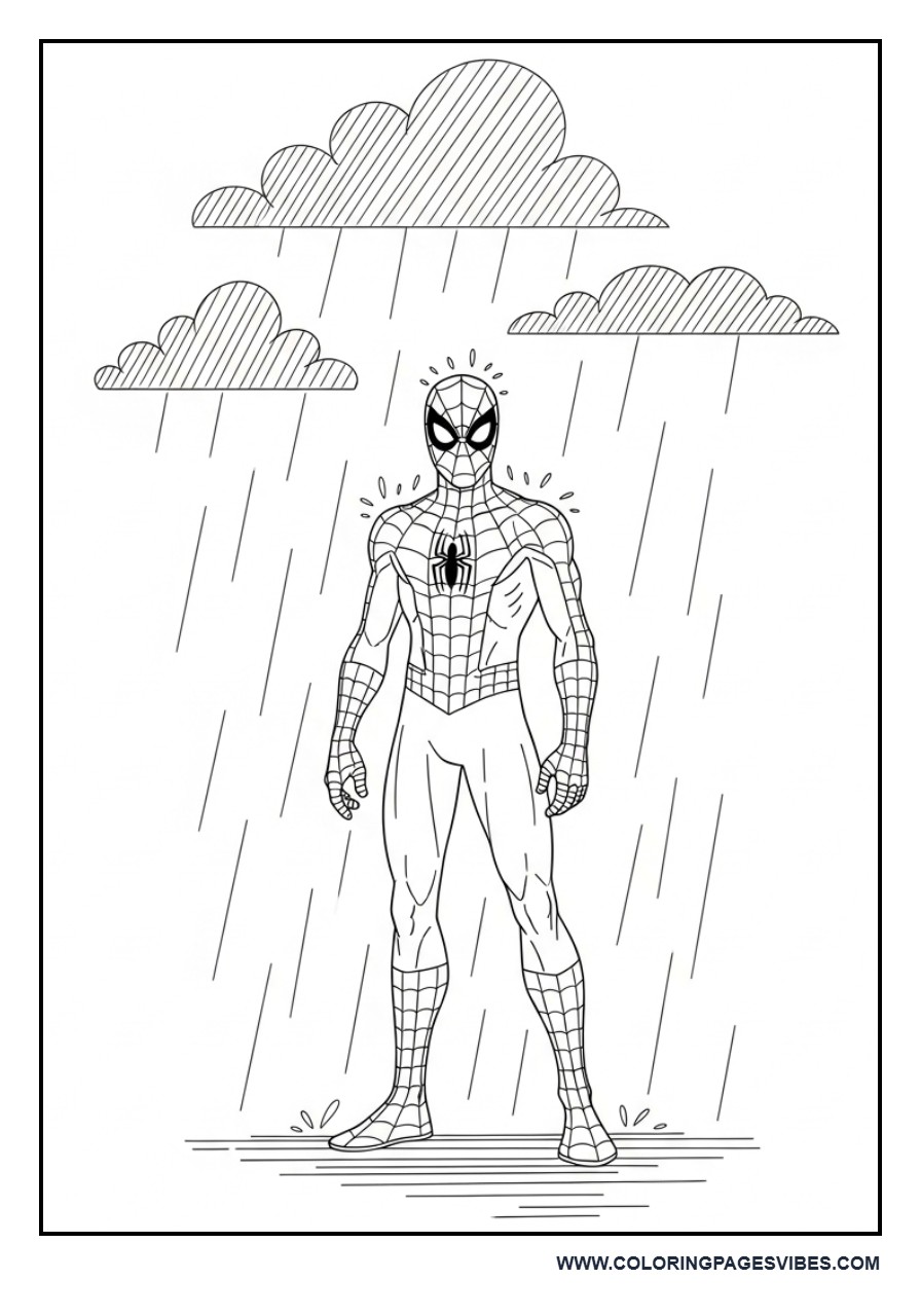 Spider-Man Standing in Rain Scene