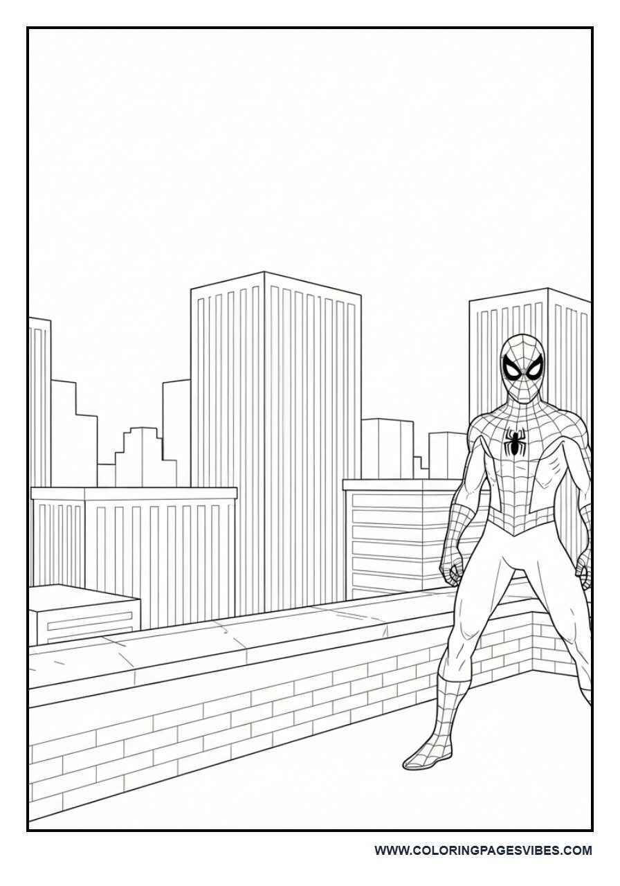 Spider-Man Standing on Rooftop