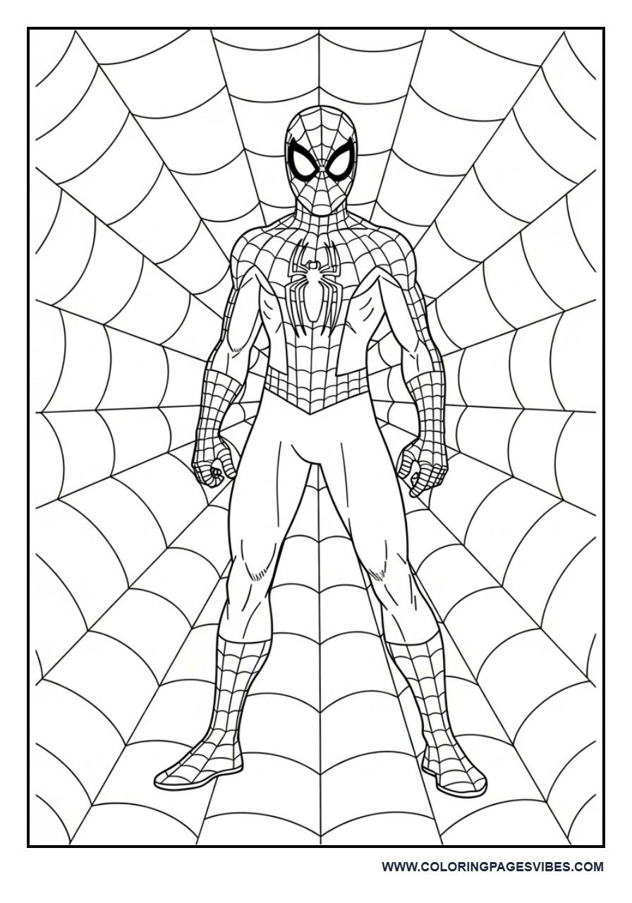 Spider-Man Standing with Simple Pattern Background