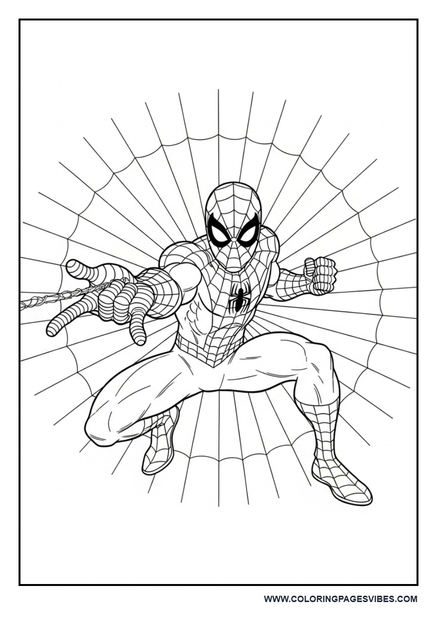 Spider-Man Surrounded by Web Patterns