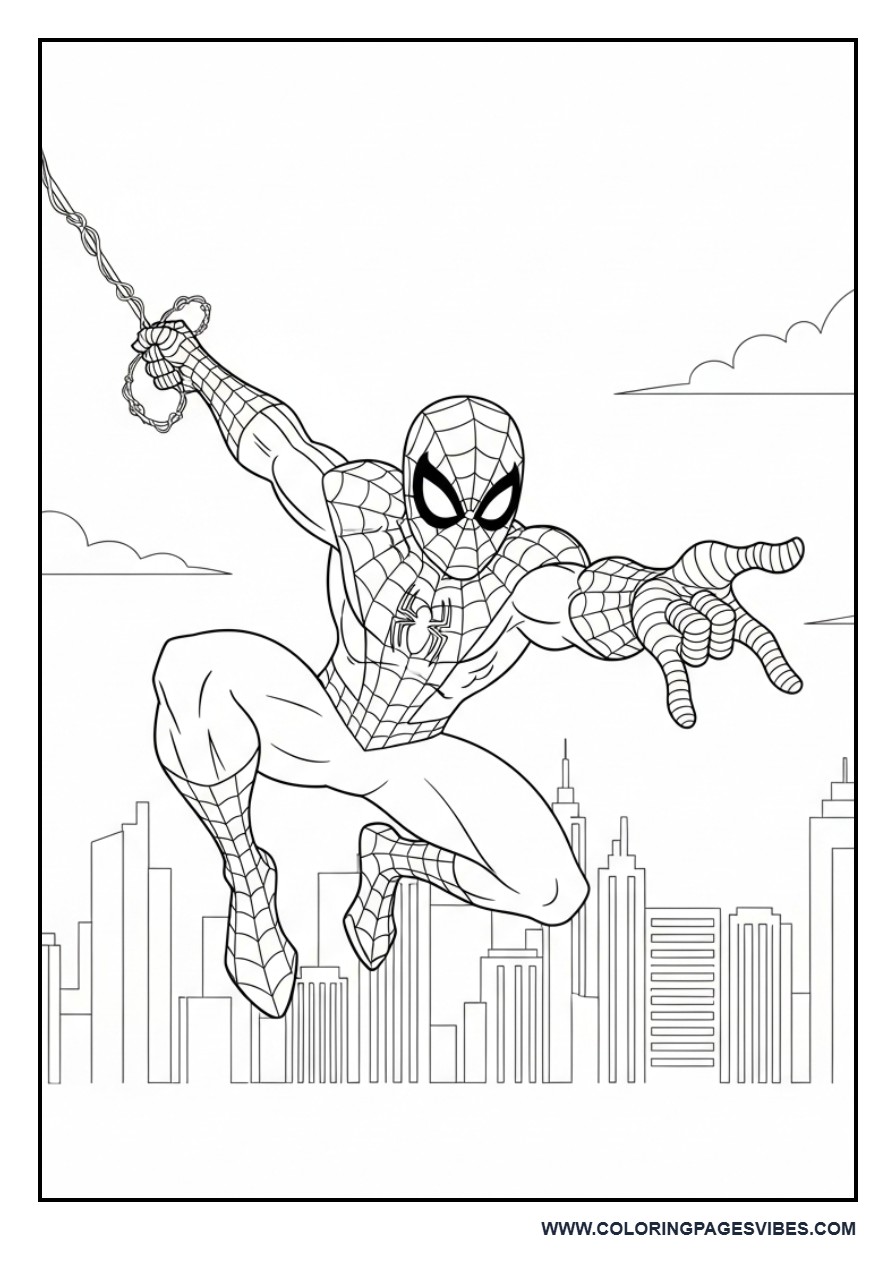 Spider-Man Swinging Across Skyline