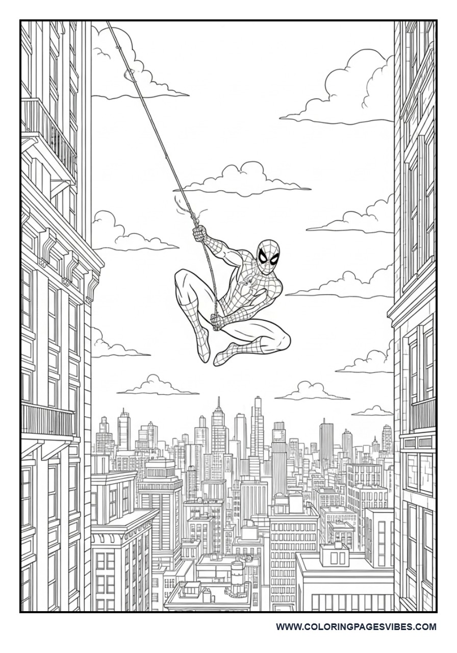 Spider-Man Swinging Through Detailed City