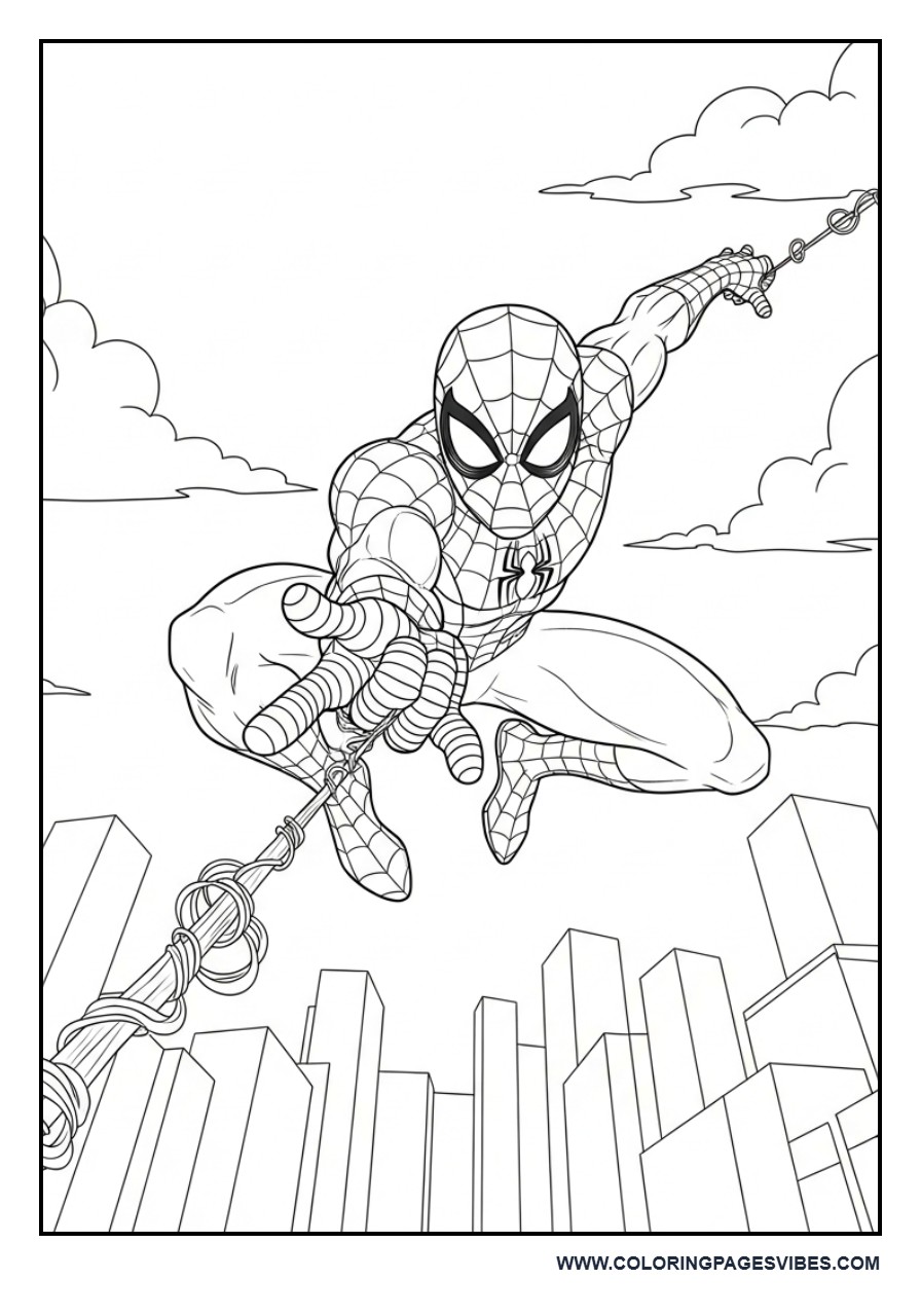Spider-Man Swinging Toward Viewer