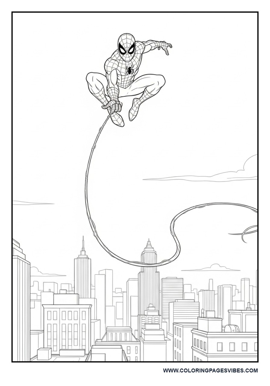 Spider-Man Swinging with Long Web Arc