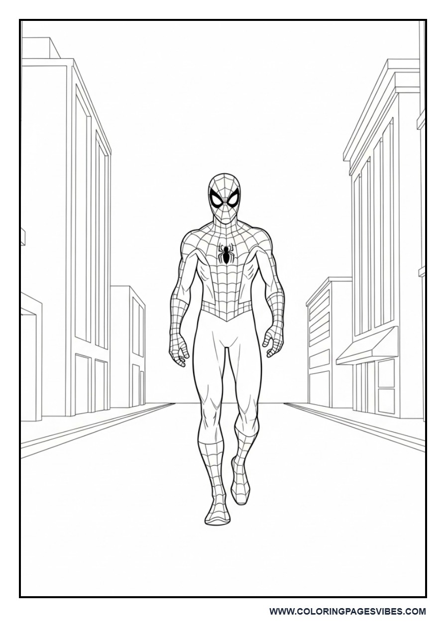 Spider-Man Walking Calmly in City