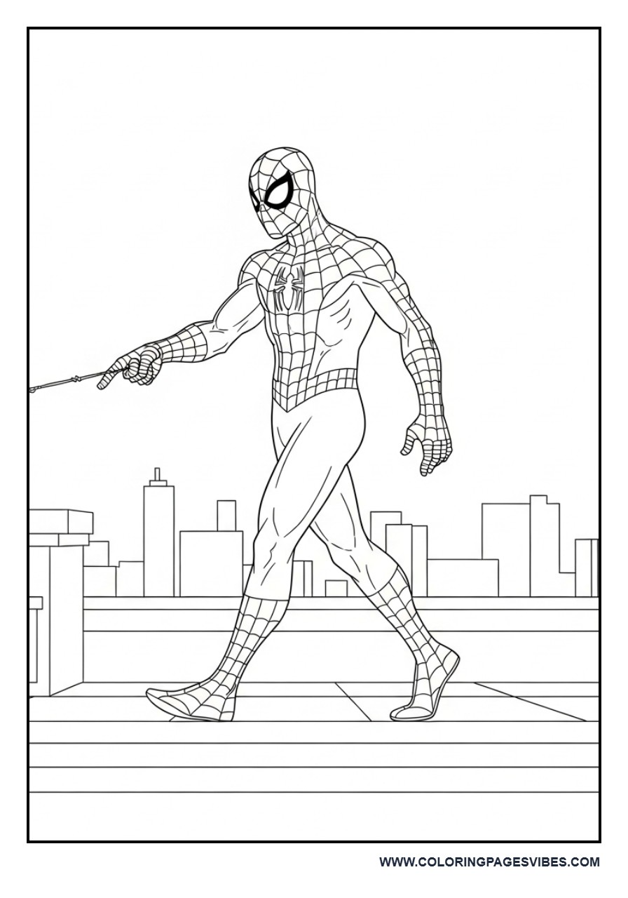 Spider-Man Walking on Rooftop