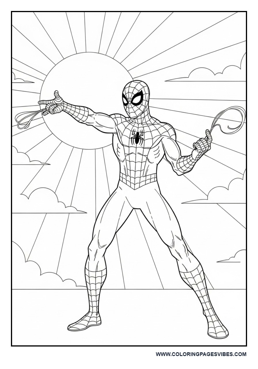 Spider-Man with Sun and Clouds