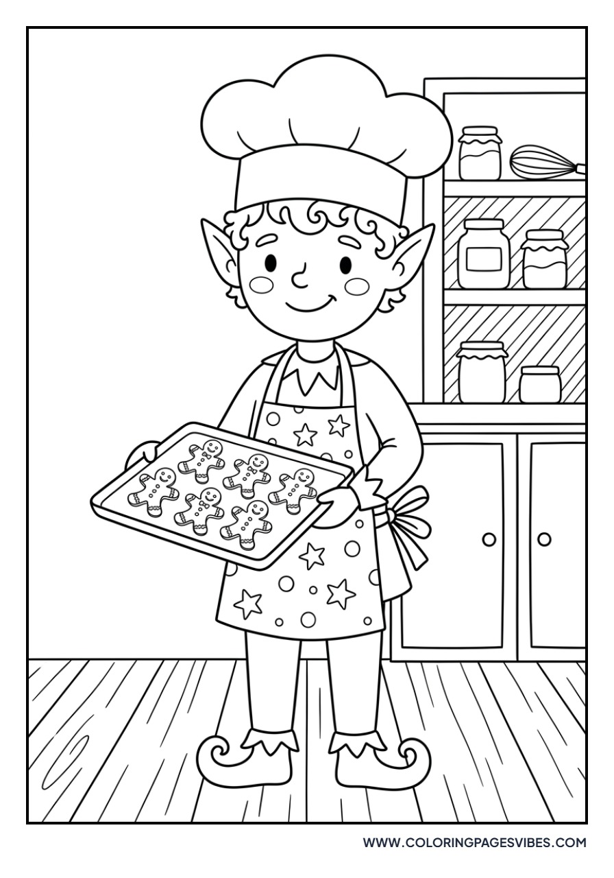 Elf Baking Holiday Cookies