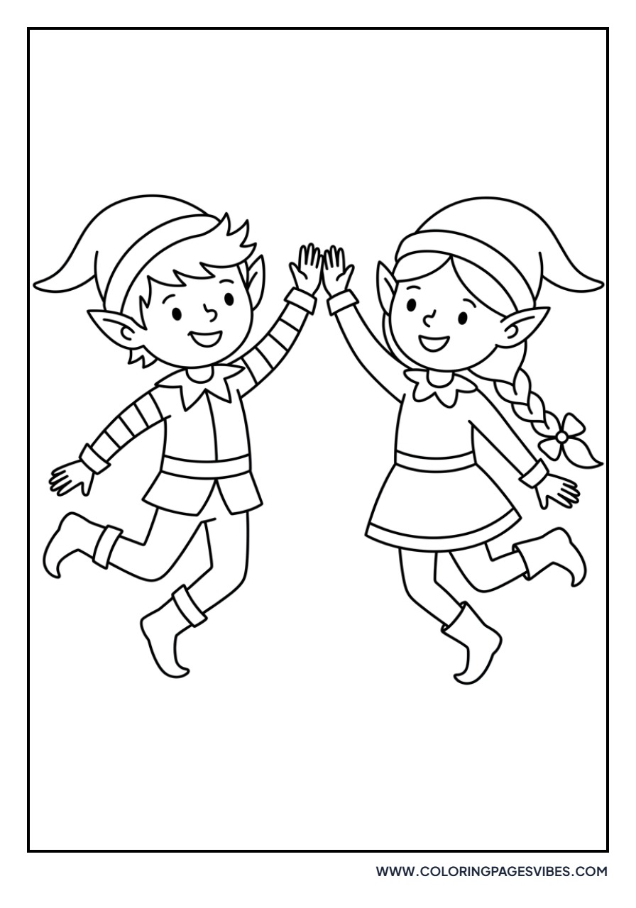 Elf Boy and Elf Girl High-Five