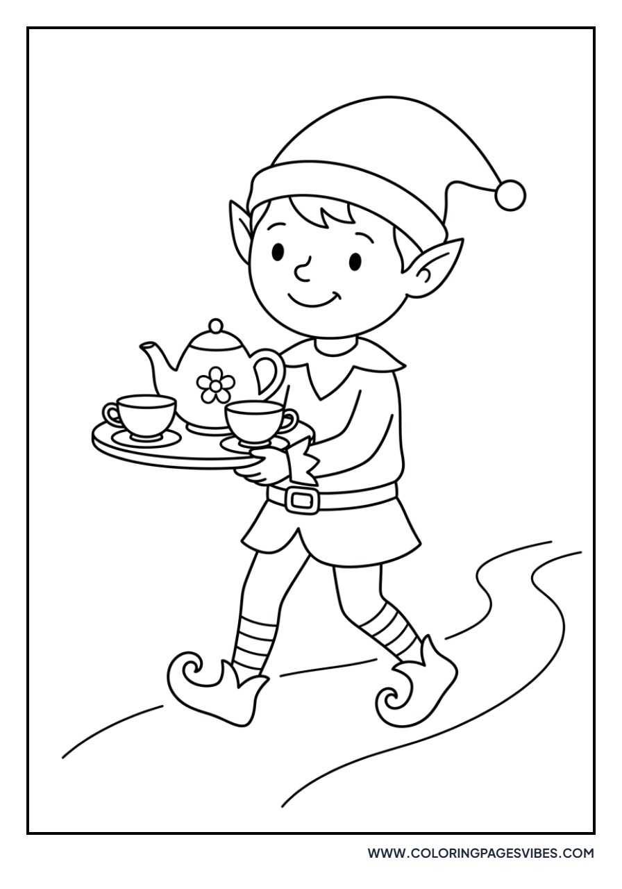 Elf Carrying a Tray of Hot Tea