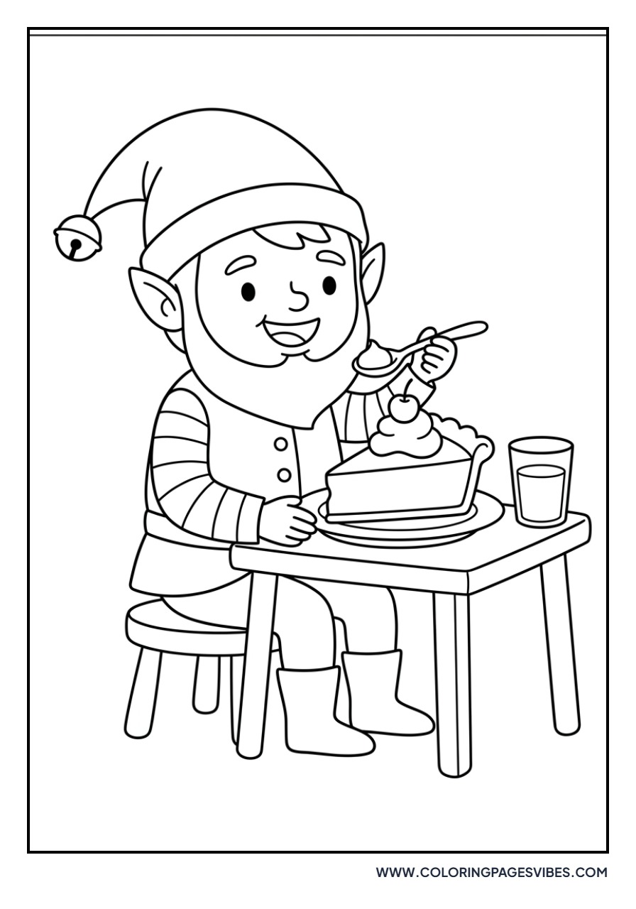 Elf Eating a Slice of Pumpkin Pie