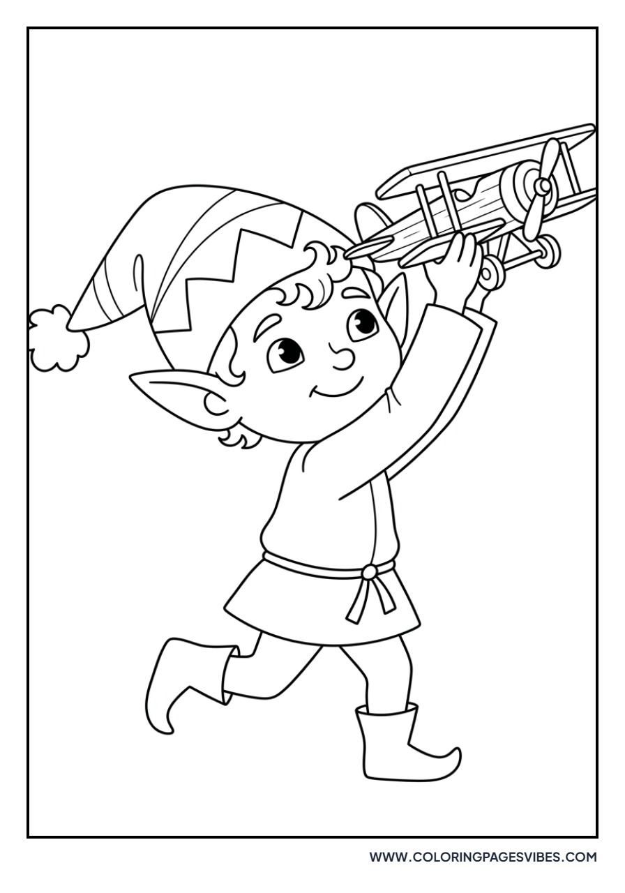 Elf Flying a Model Toy Airplane