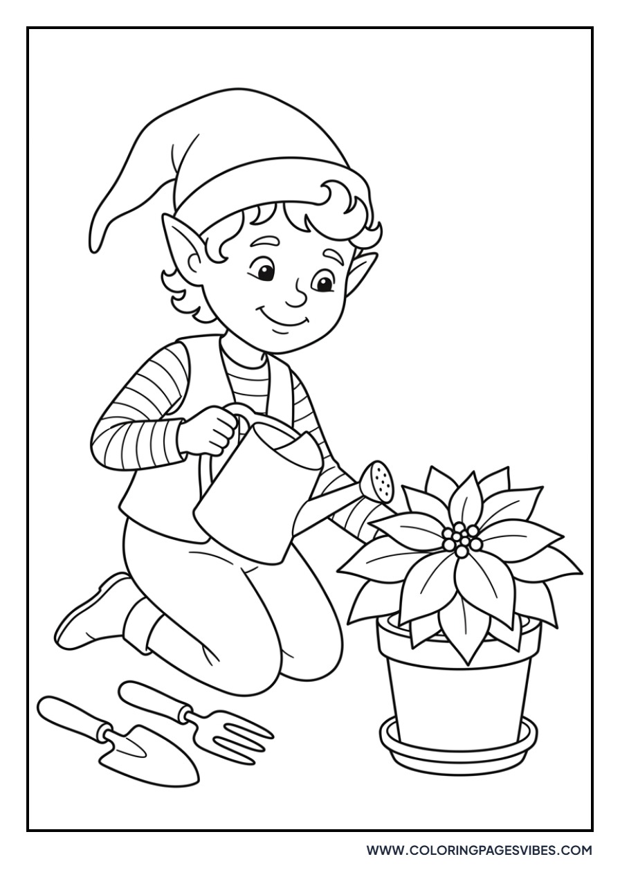 Elf Gardening Winter Flowers