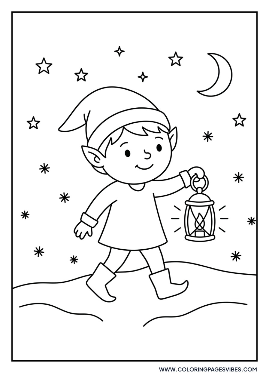 Elf Holding a Lantern in the Dark