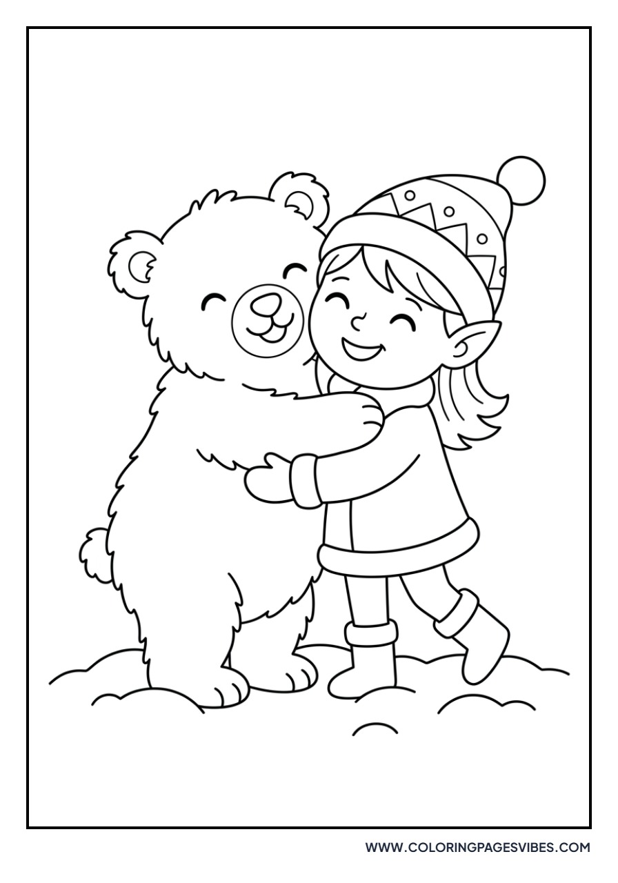 Elf Hugging a Polar Bear Cub