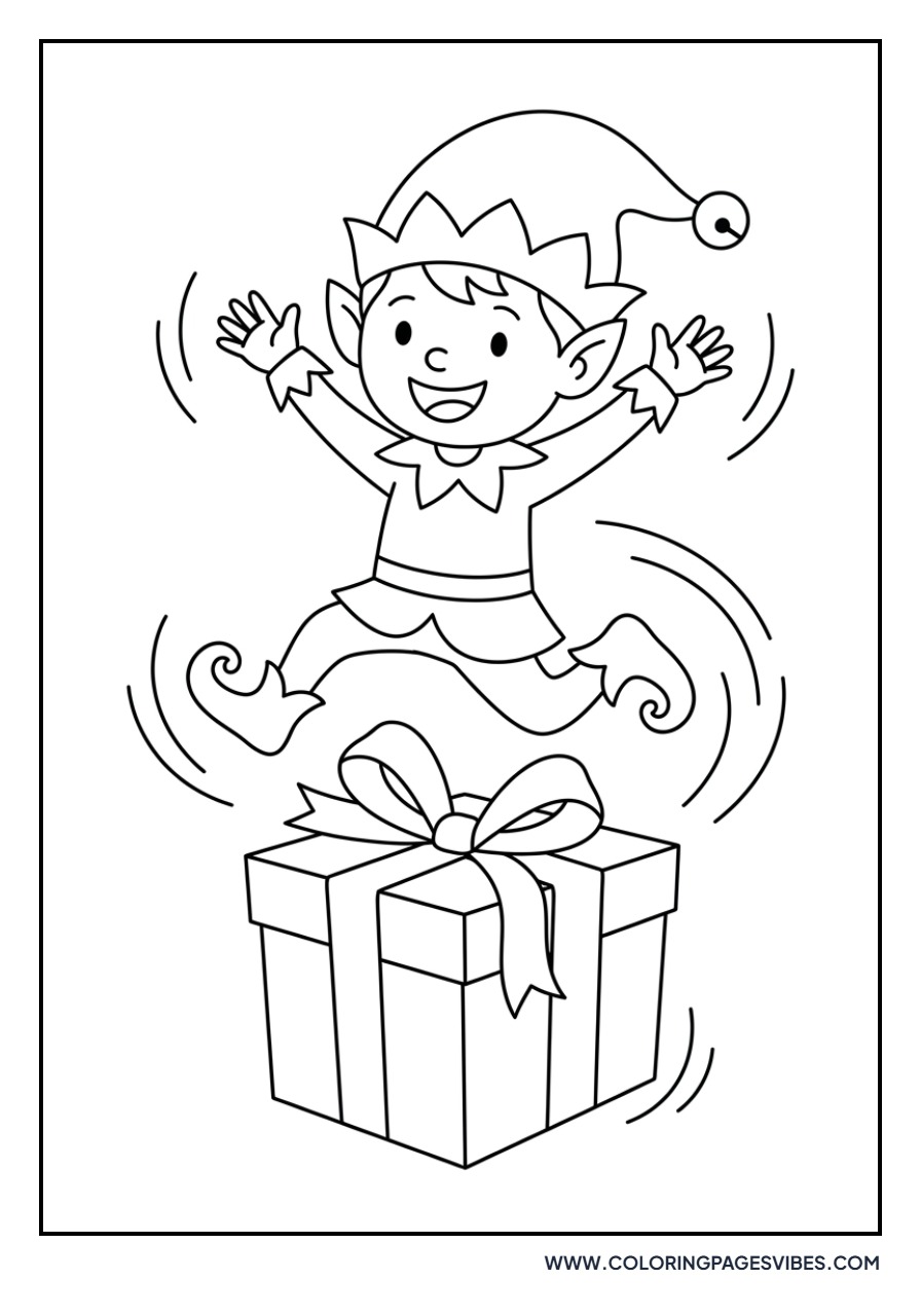 Elf Jumping Over a Present