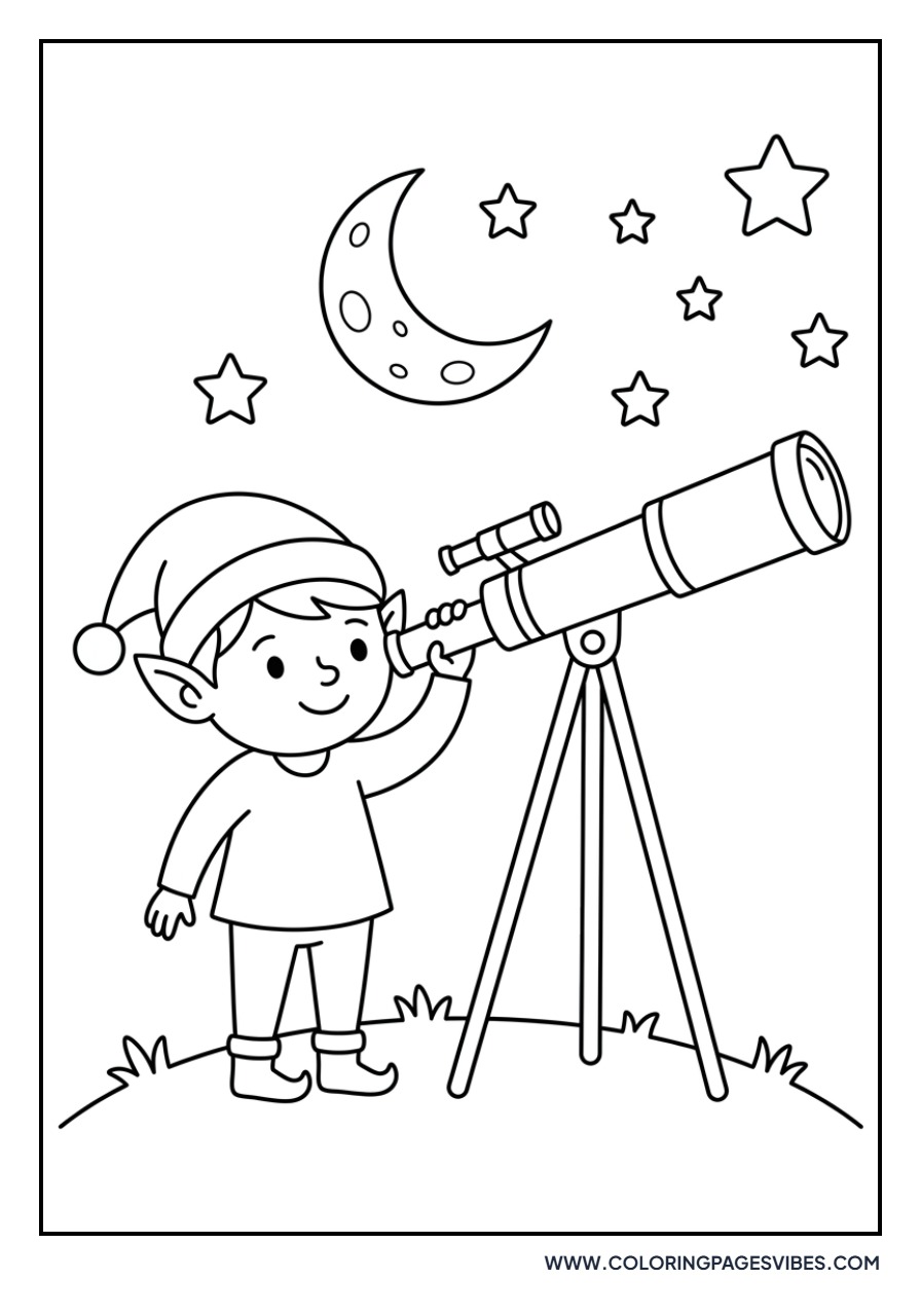 Elf Looking Through a Telescope