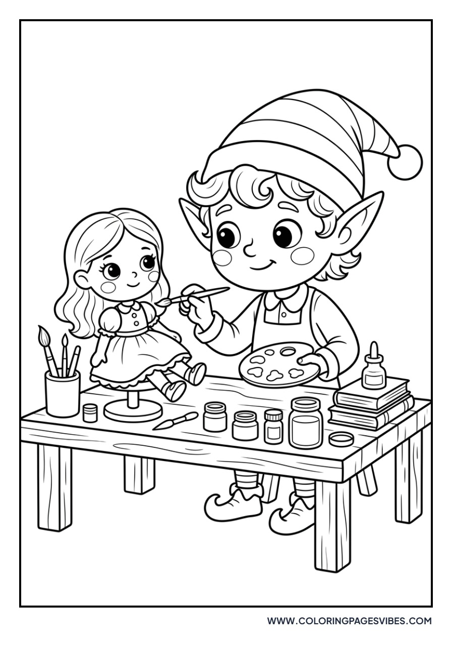 Elf Painting a Toy Doll