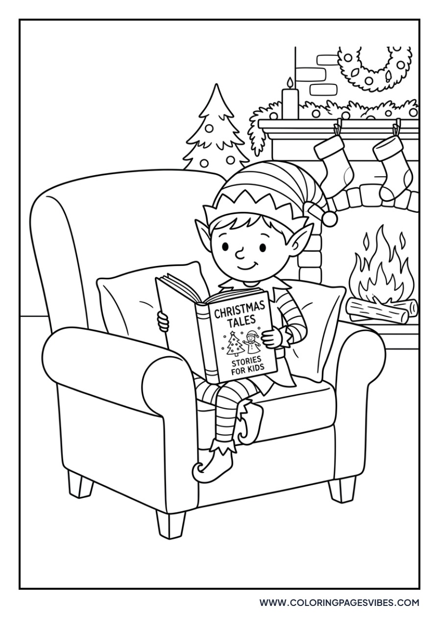 Elf Reading a Christmas Storybook