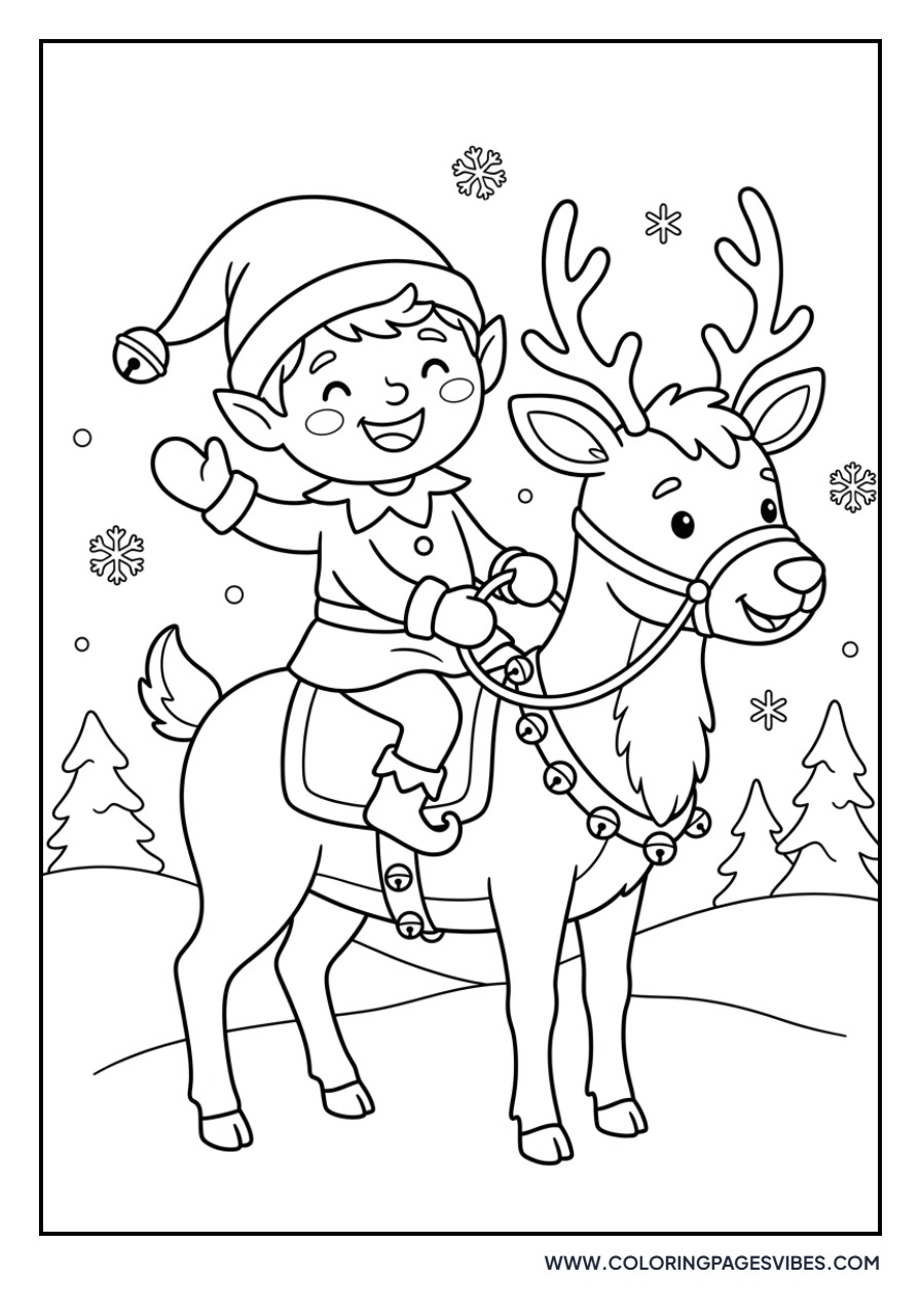 Elf Riding a Friendly Reindeer