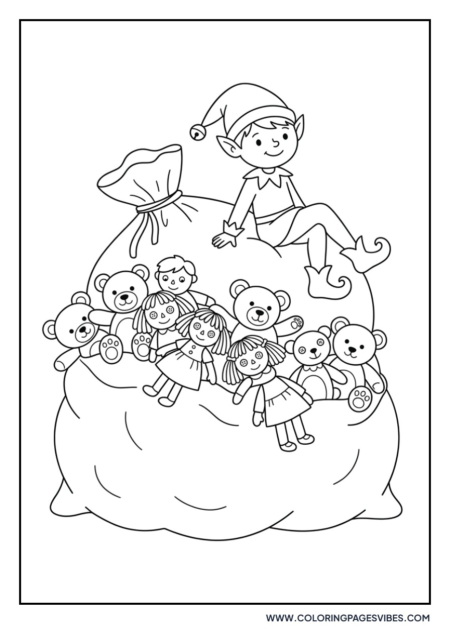 Elf Sitting on a Sack of Toys