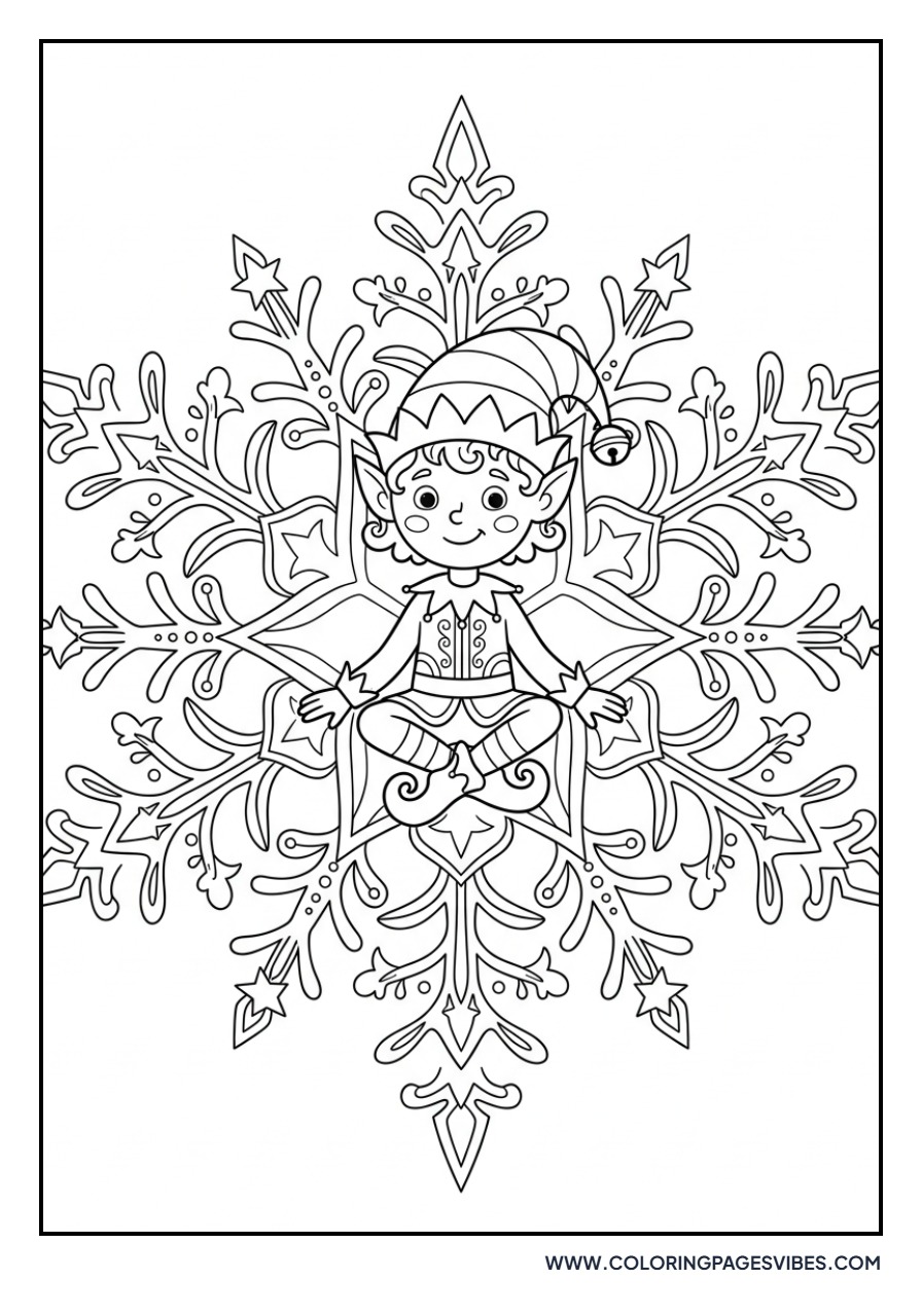 Elf Sitting on a Snowflake