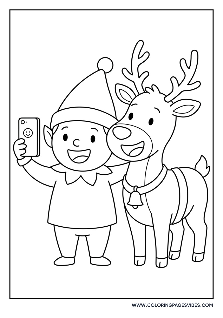 Elf Taking a Selfie with a Reindeer