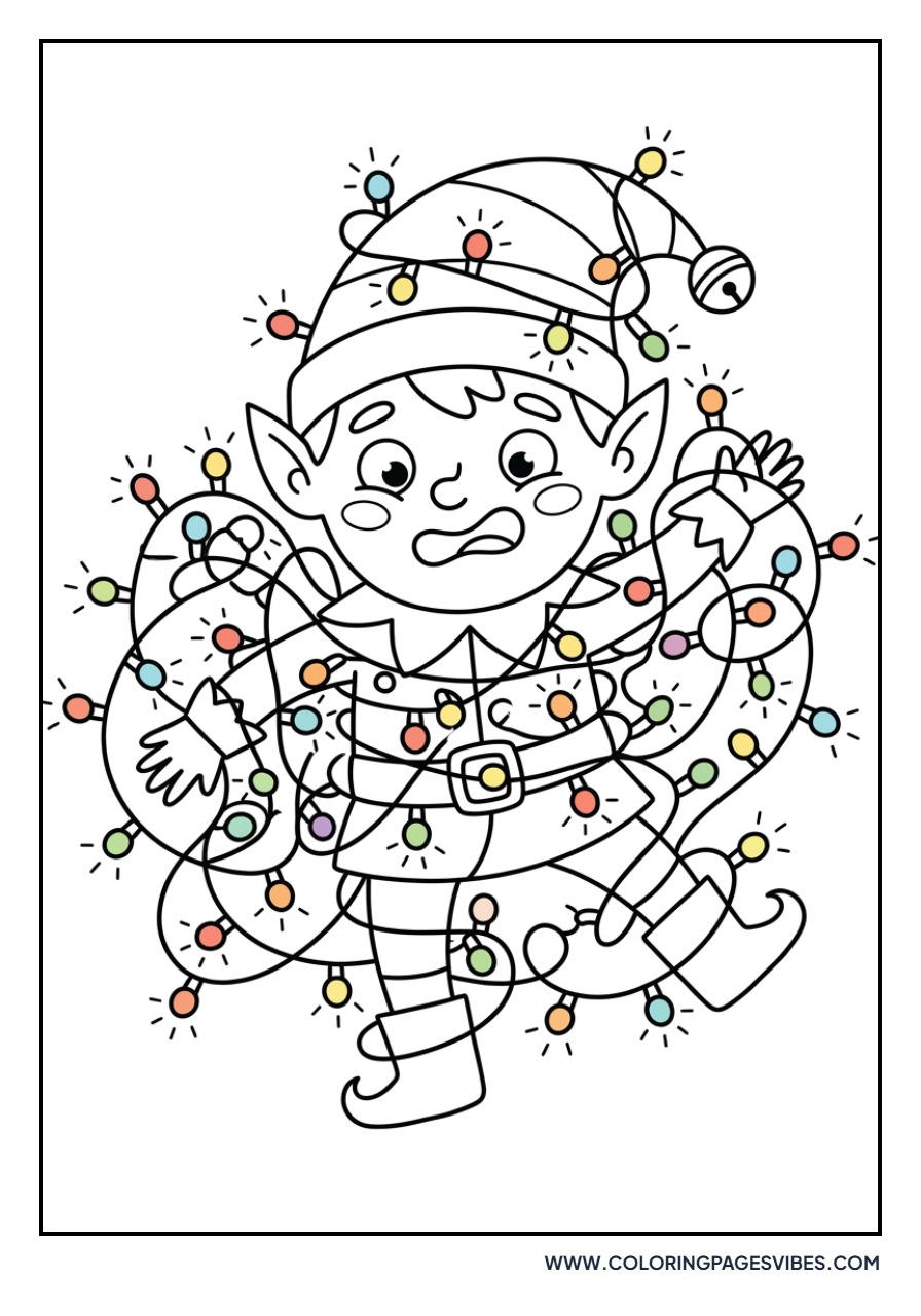 Elf Tangled in Christmas Lights