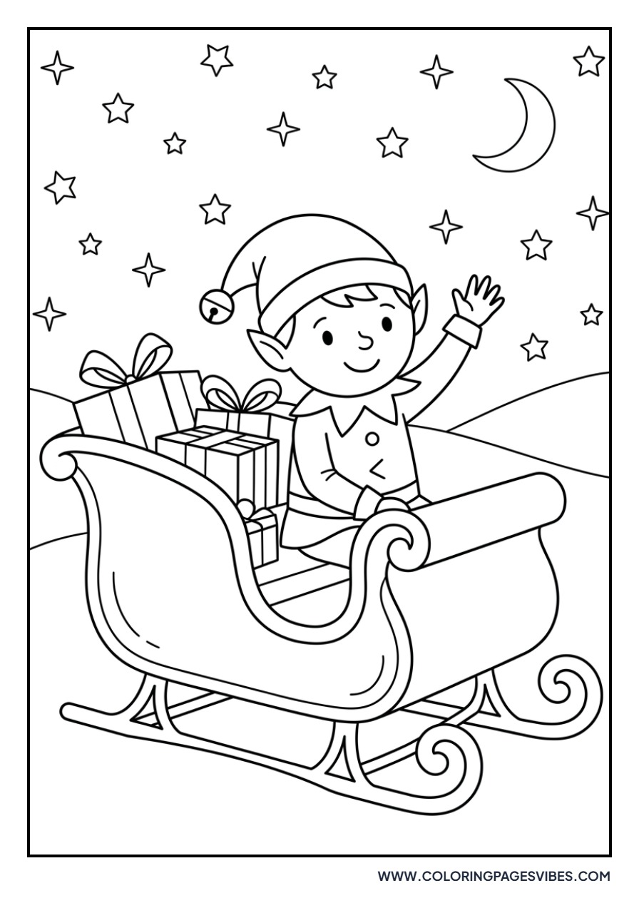 Elf Waving Goodbye from the Sleigh
