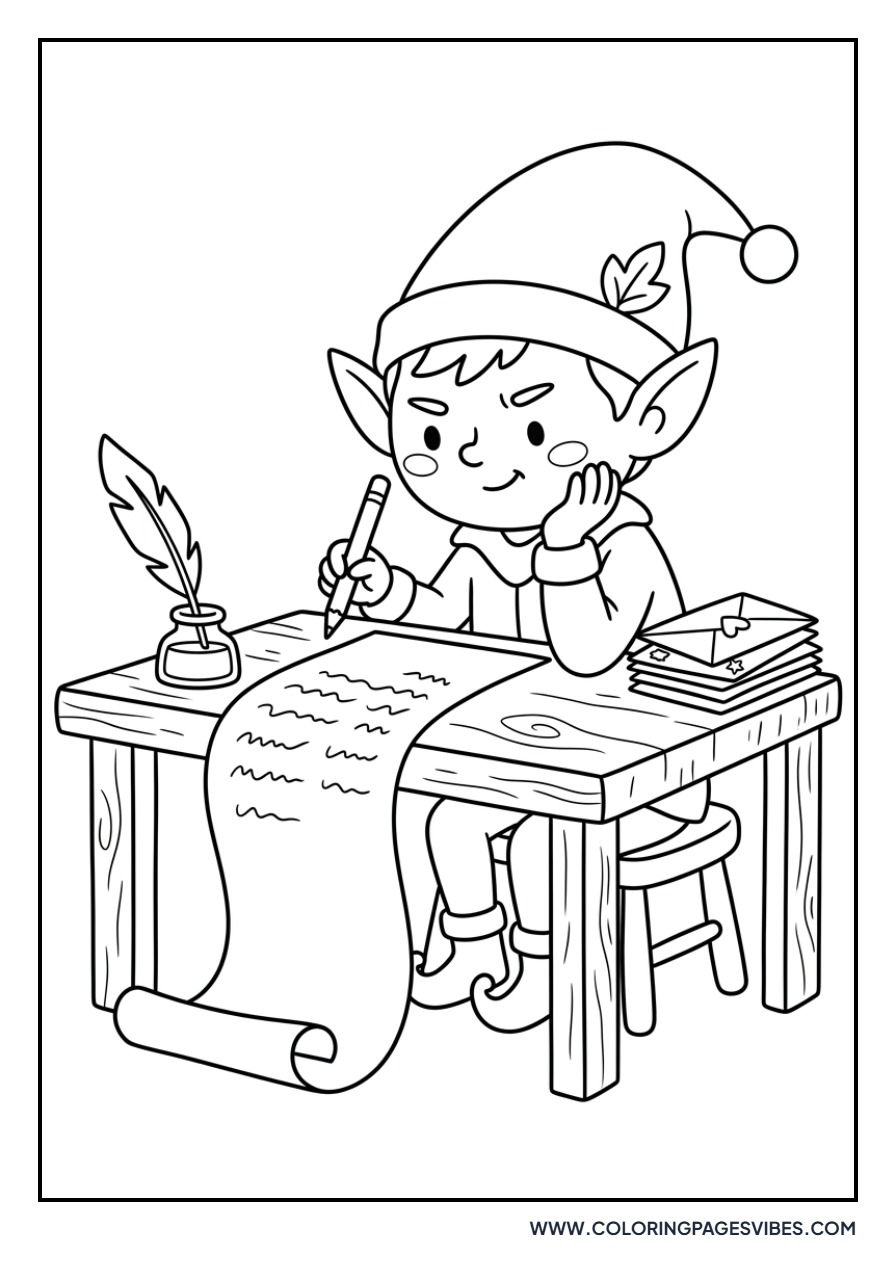 Elf Writing a Letter to Santa
