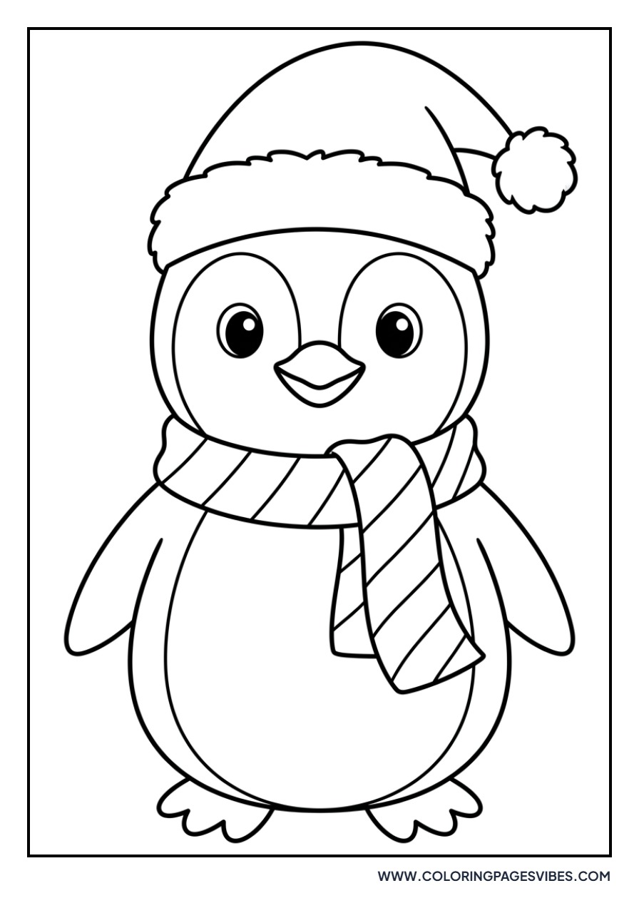 Penguin with a Santa Hat