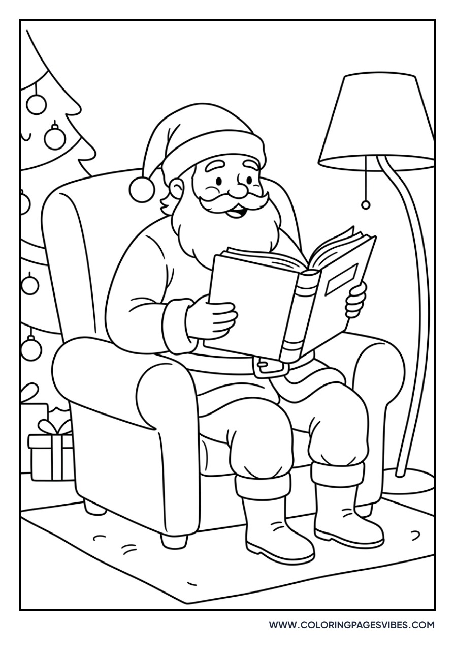 Santa Reading a Book
