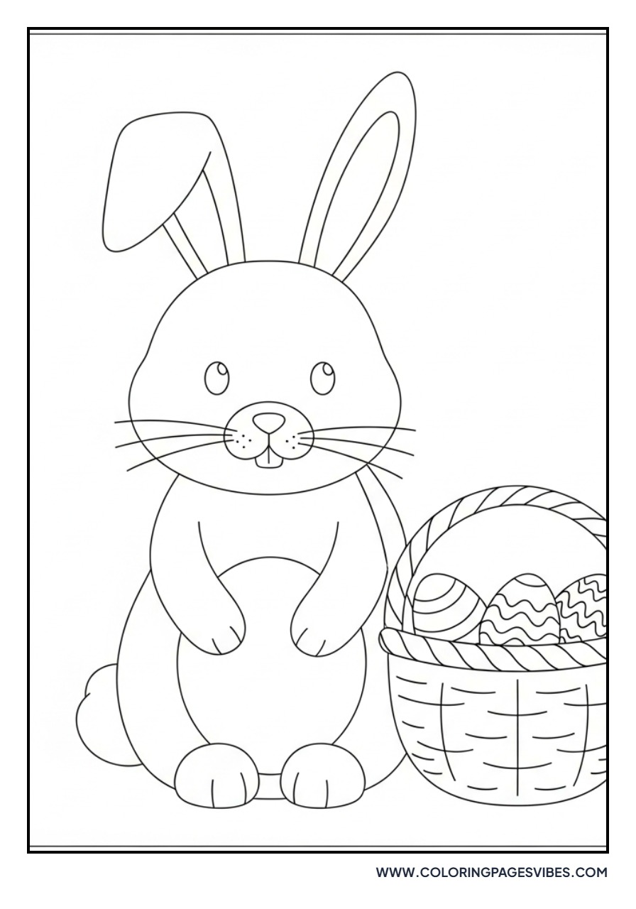 Bunny and Basket with Eggs