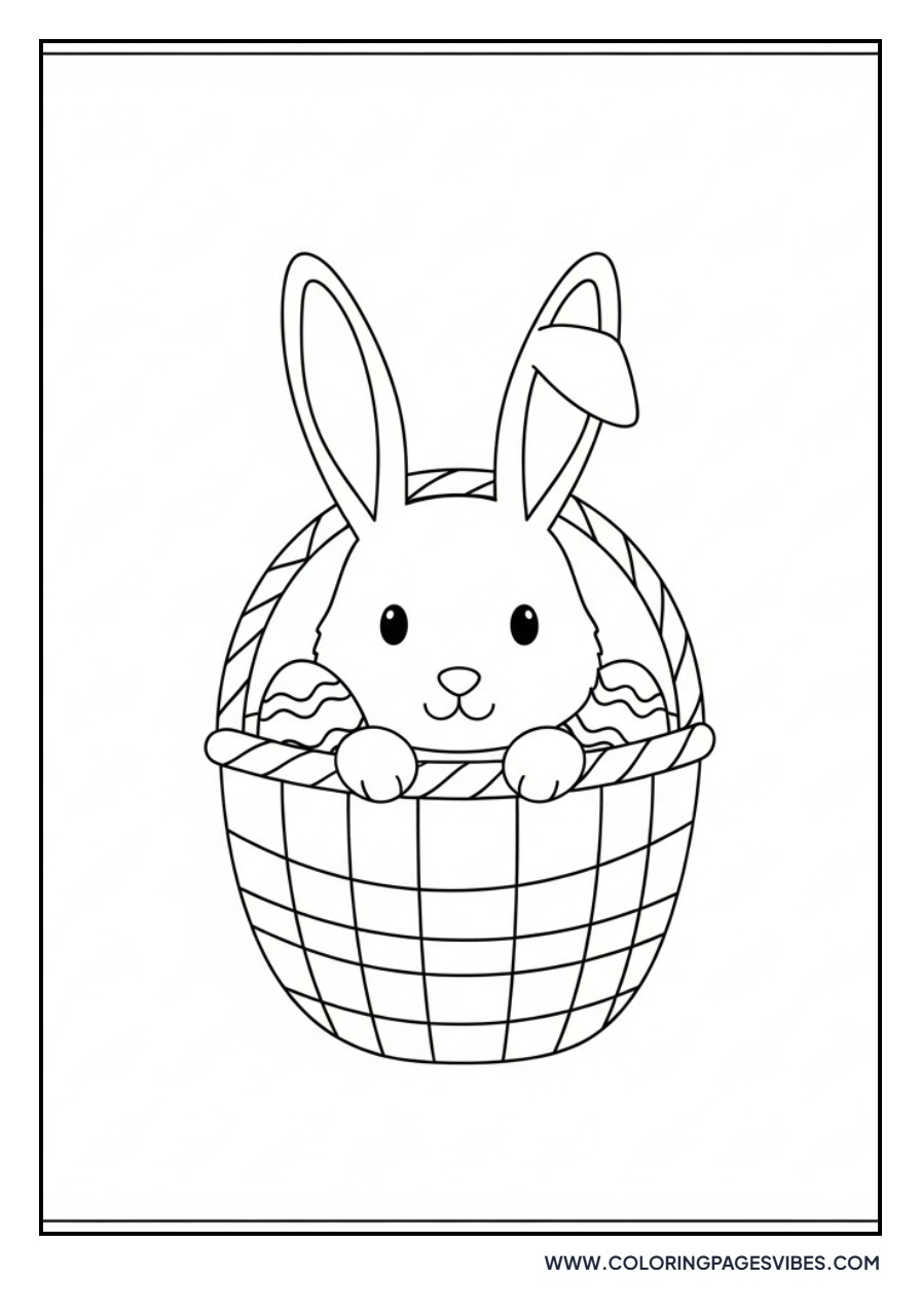 Bunny Hiding Behind Basket