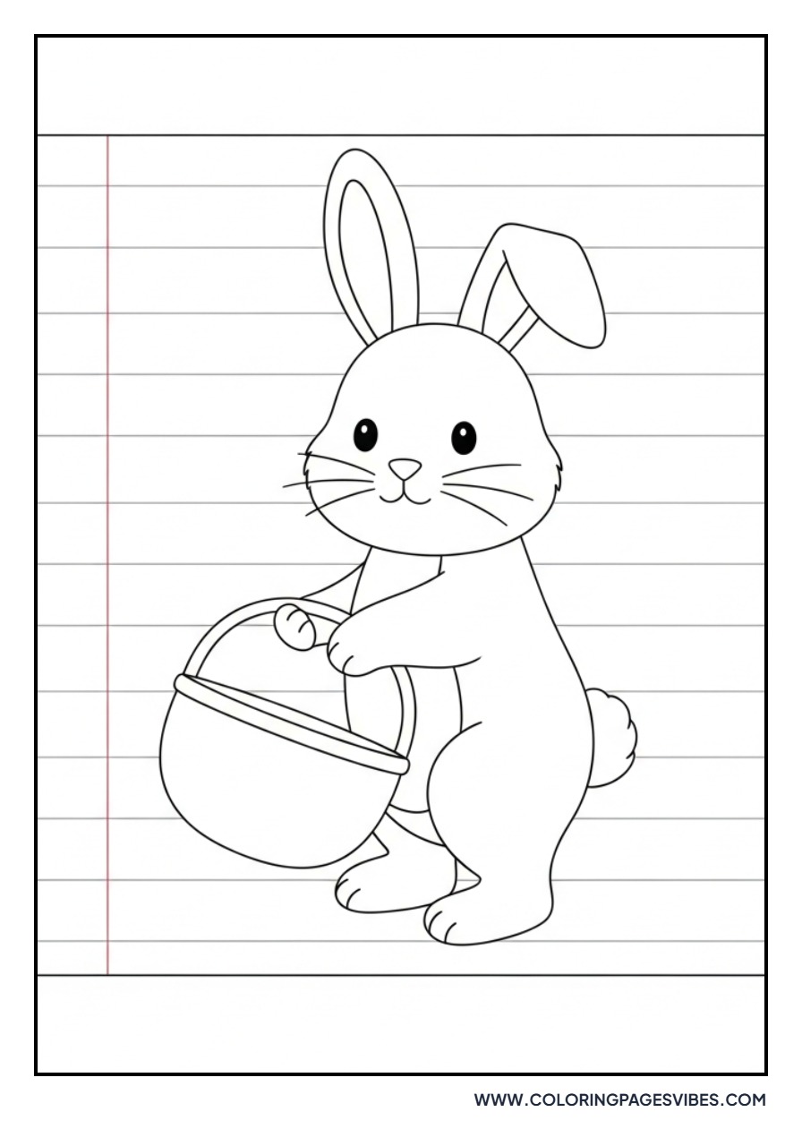 Bunny Holding Basket Handle
