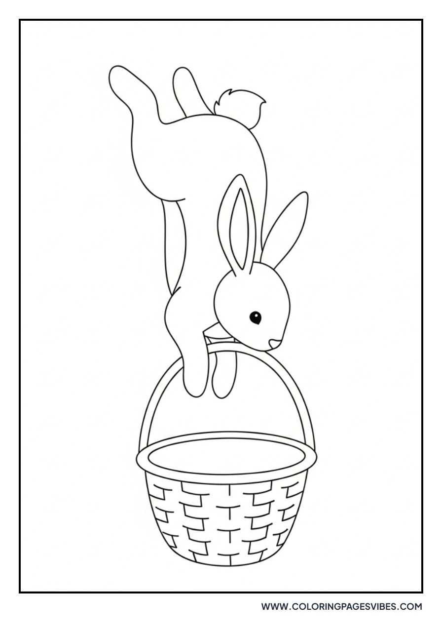Bunny Jumping Over Basket