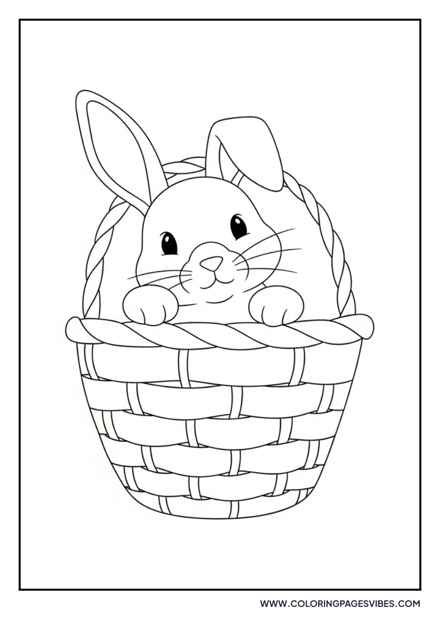 Bunny Peeking from Behind Basket