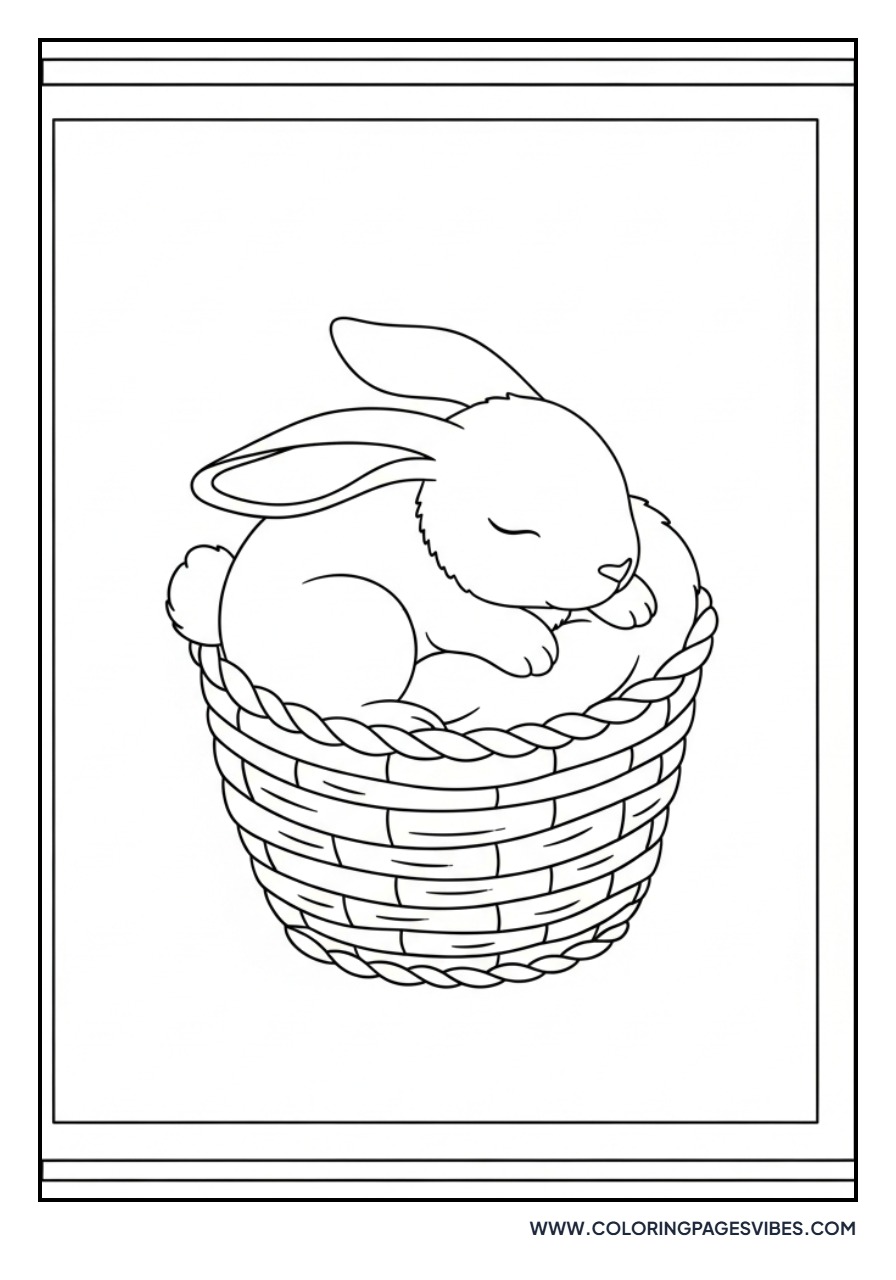 Bunny Sleeping in Basket