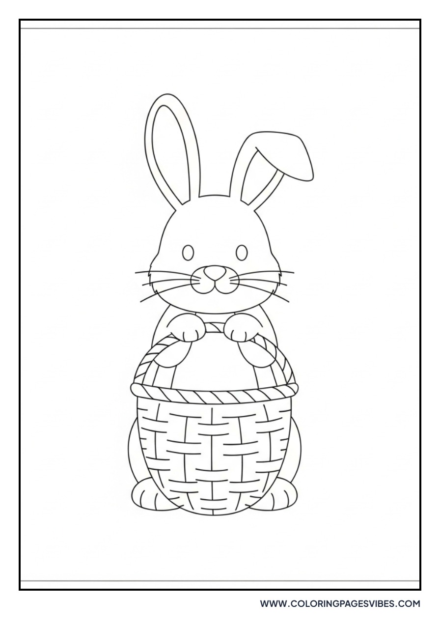 Bunny Standing Behind Basket