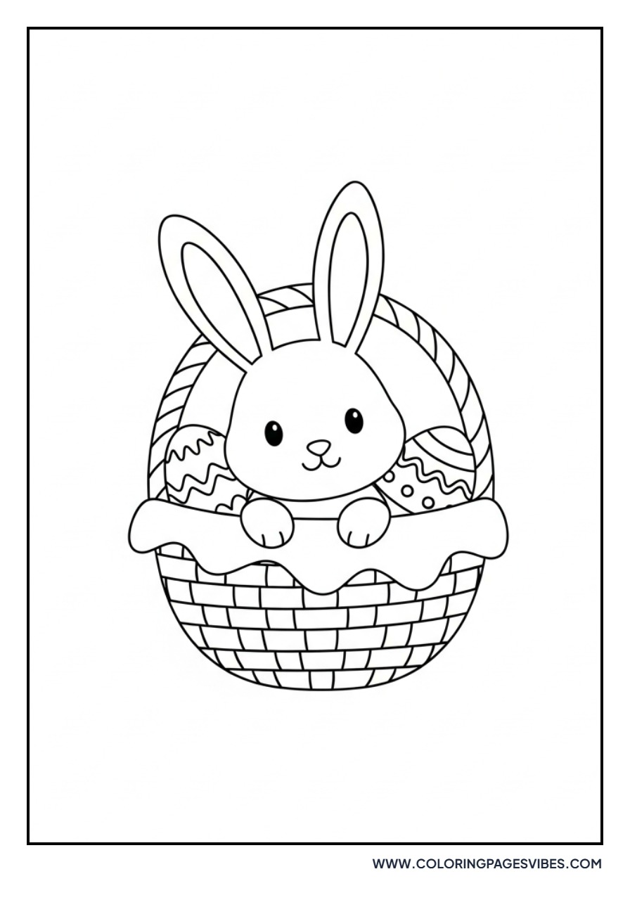 Cute Bunny in Easter Basket