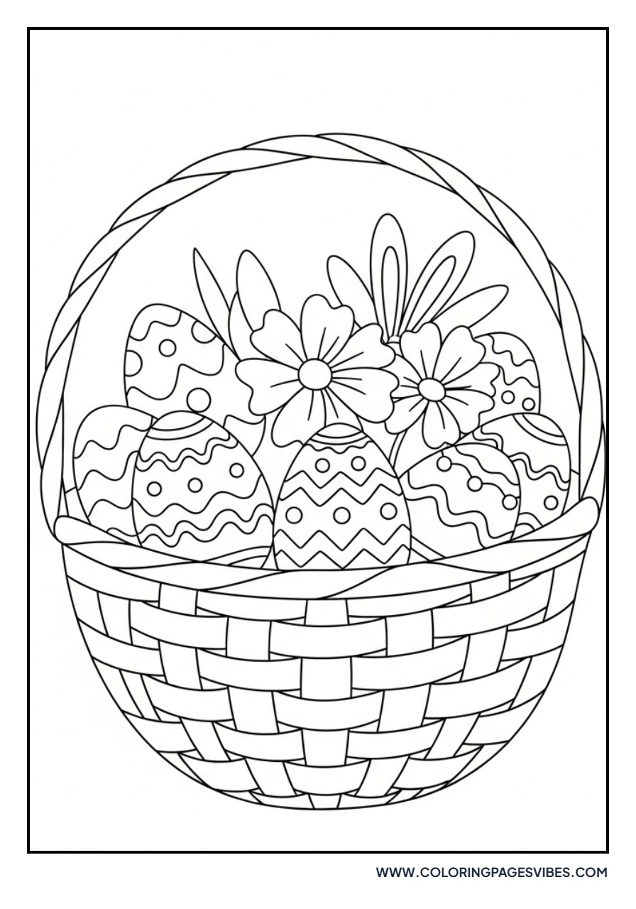 Easter Basket with Flower Eggs