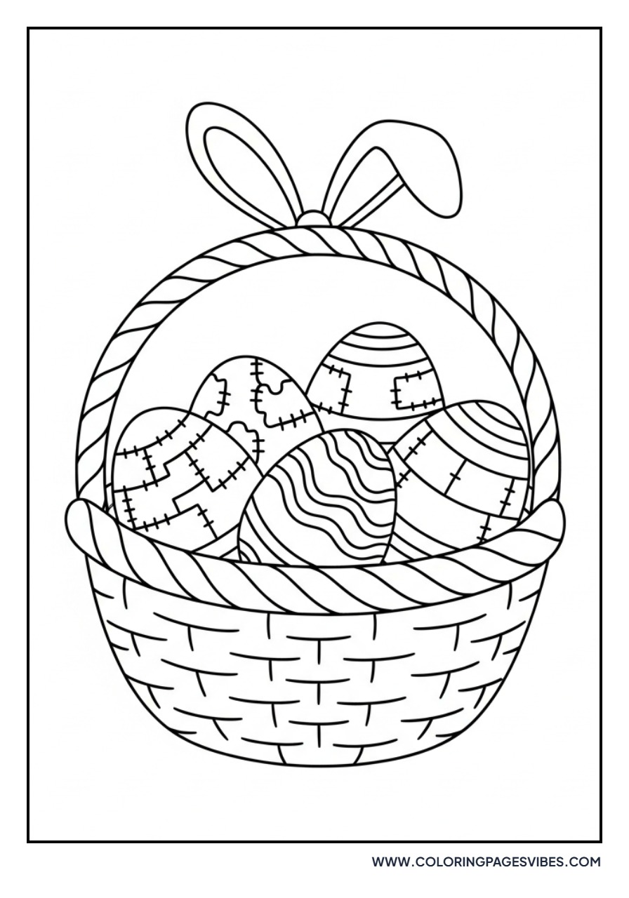 Easter Basket with Patchwork Eggs