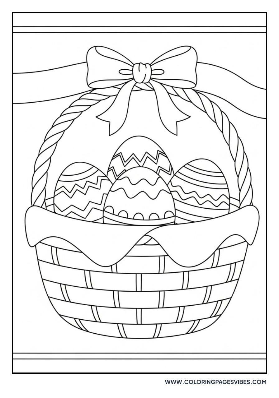 Easter Basket with Ribbon Eggs